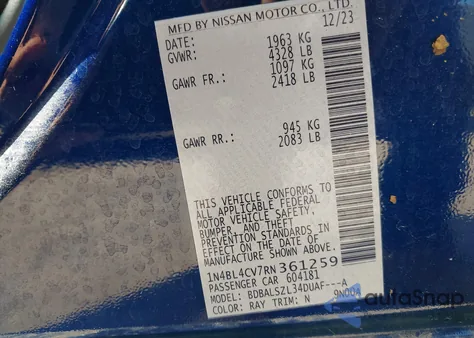 2024 Nissan Altima Sr Fwd z USA, uszkodzony, nr VIN 1N4BL4CV7RN361259